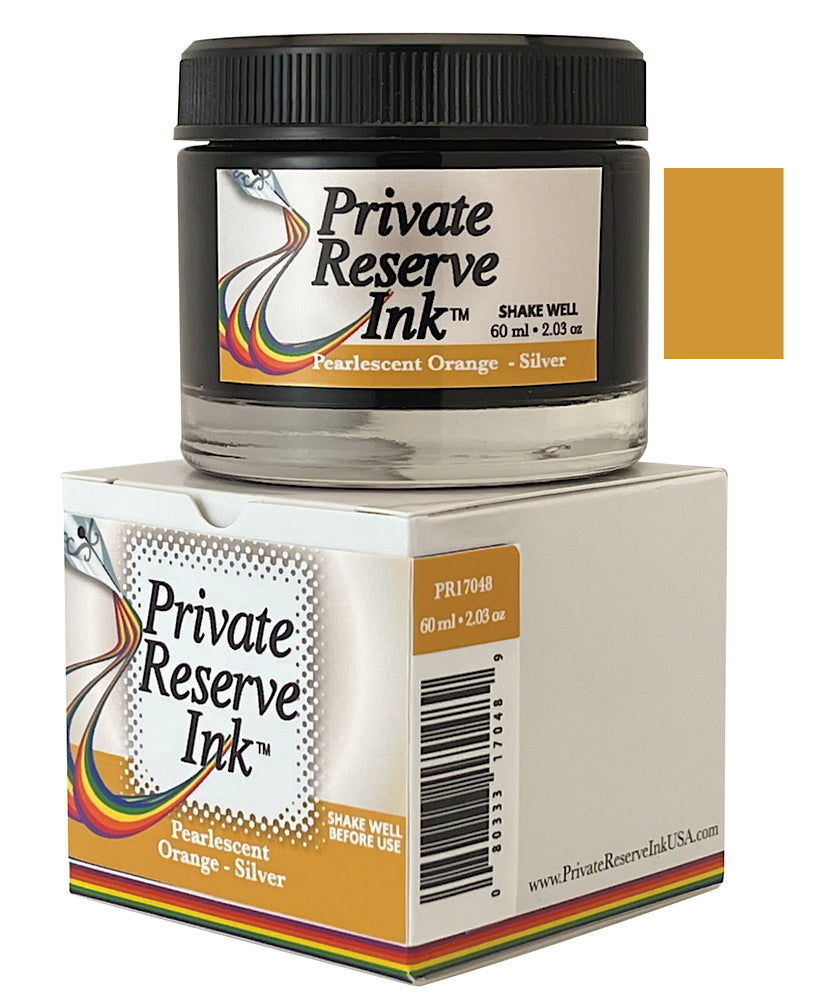Private Reserve Pearlescent Ink 60ml - Orange Silver - Blesket Canada