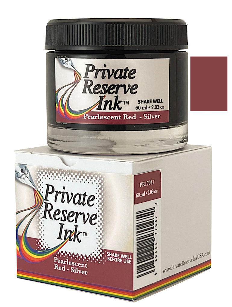 Private Reserve Pearlescent Ink 60ml - Red Silver - Blesket Canada