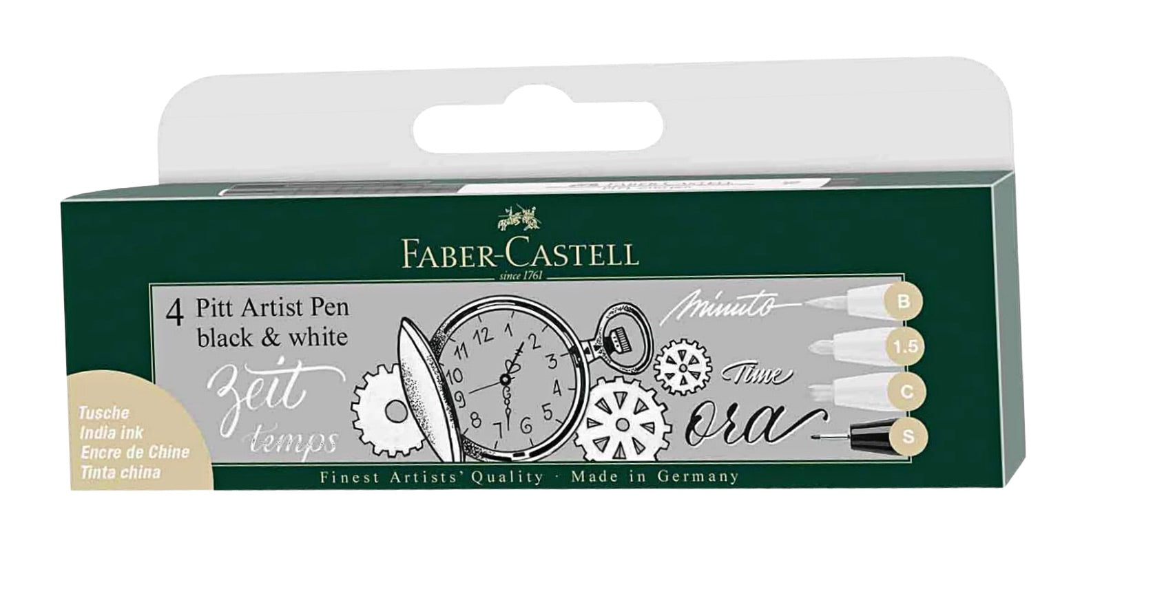 Faber-Castell Pitt Artist Pen Black & White Wallet/4 - Blesket Canada