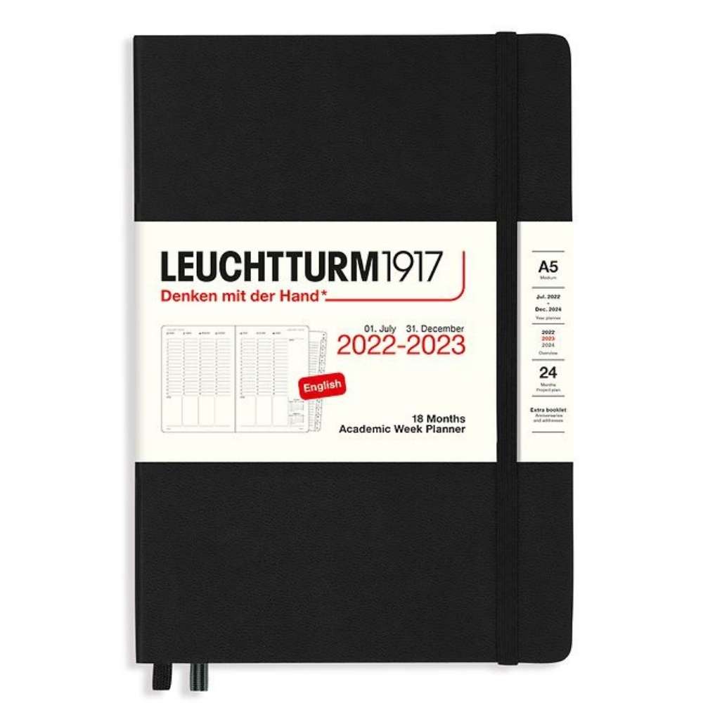 LEUCHTTURM1917 18-Months Academic Planner 2023 Medium(A5) - Black - Blesket Canada