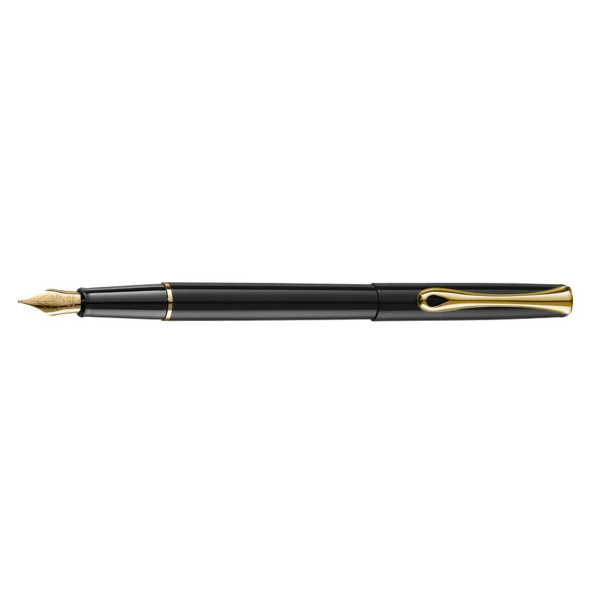 Diplomat Traveller Fountain Pen - Black Lacquer Gold - Blesket Canada