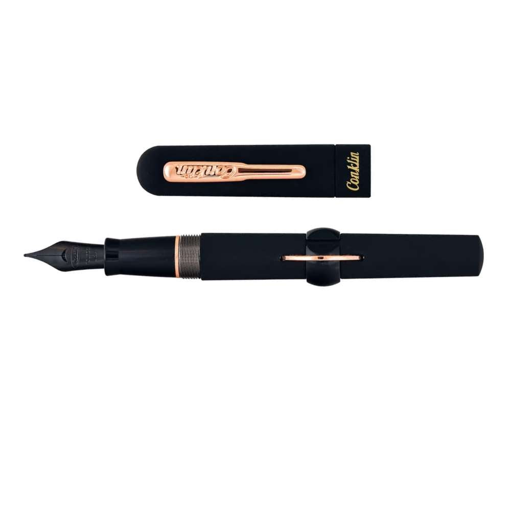 Conklin Mark Twain Crescent Limited Edition Fountain Pen - Superblack/Rose Gold - Blesket Canada