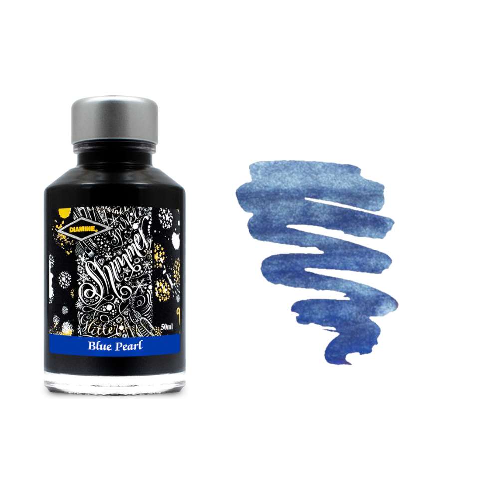 Diamine Inks 50ml Shimmering Ink Bottle - Blue Pearl - Blesket Canada