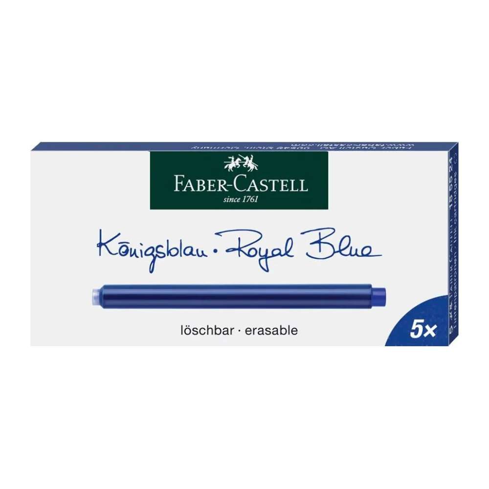 Faber Castell Ink Cartridge Long (Box of 6) - Blue - Blesket Canada