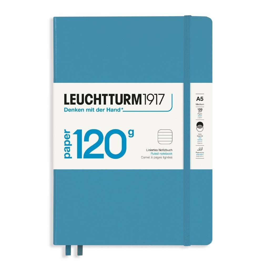 LEUCHTTURM1917 Hardcover Notebook Ruled 120g Edition Medium - Nordic Blue - Blesket Canada