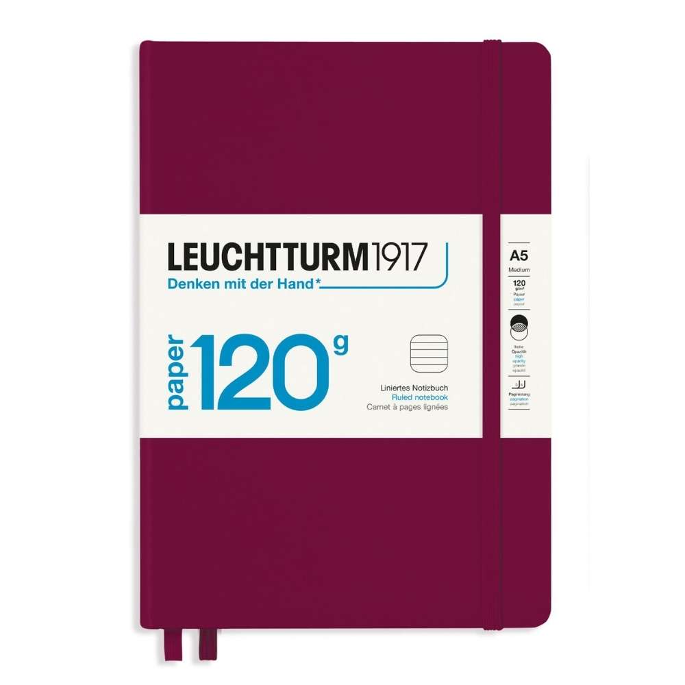 LEUCHTTURM1917 Hardcover Notebook Ruled 120g Edition Medium - Port Red - Blesket Canada