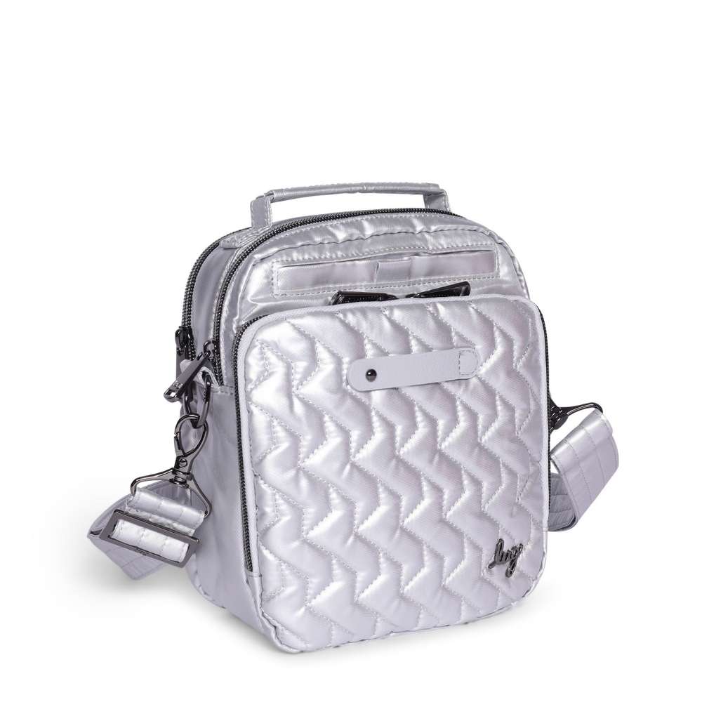 Lug Skeeter Crossbody Bag with Charm Bar -  Metallic Silver - Blesket Canada