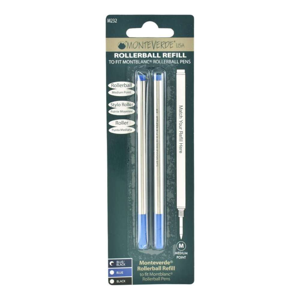 Monteverde USA Rollerball Refills  to fit Montblanc Pens- Medium (2 pcs) - Blesket Canada