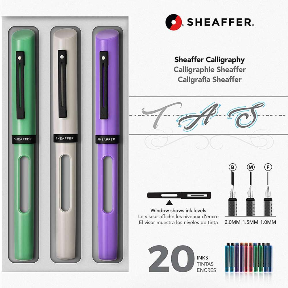 Sheaffer Calligraphy Maxi Kit (Mint/White/Lavender Pens w/ Assorted