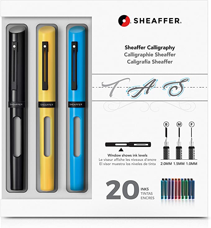Sheaffer Calligraphy Maxi Kit (Black/Yellow/Blue Pens w/ Assorted Nibs and Inks) - Blesket Canada