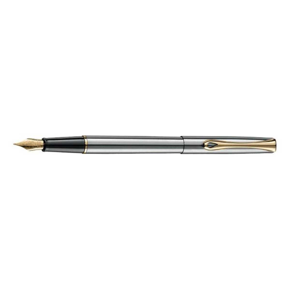 Diplomat Traveller Fountain Pen - Stainless Steel Gold - Blesket Canada