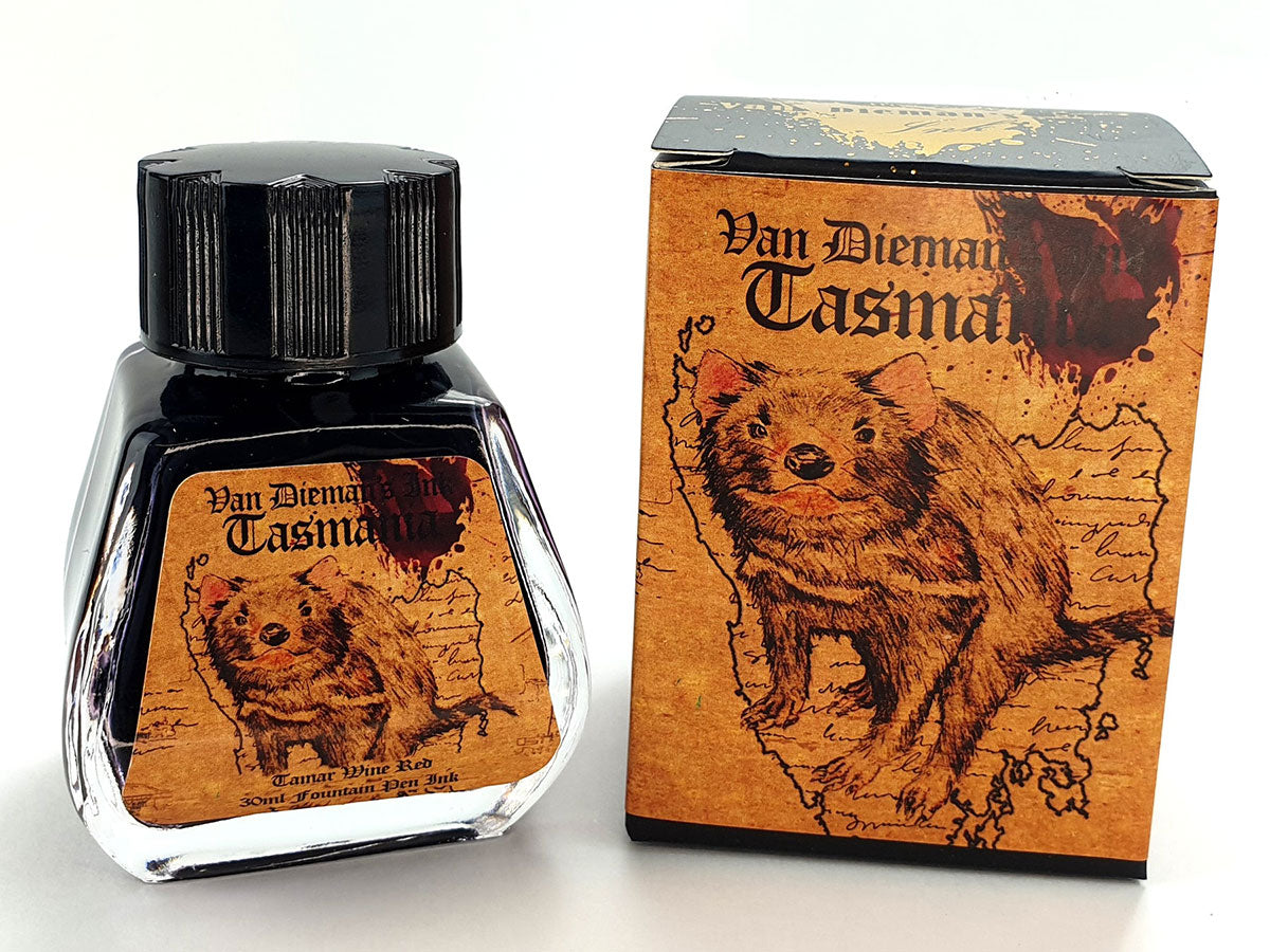 Van Diamen's Tassie Tasmania 30ml Ink Bottle - Tamar Wine Red - Blesket Canada