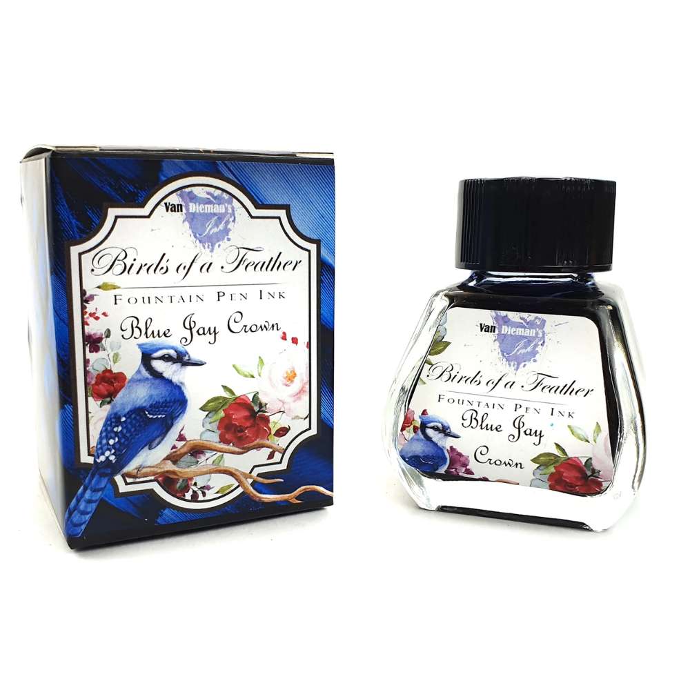 Van Dieman's Birds of a Feather 30ml Ink Bottle - Blue Jay Crown - Blesket Canada