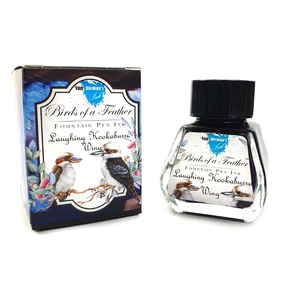 Van Dieman's Birds of a Feather 30ml Ink Bottle - Laughing Kookabura Wing - Blesket Canada